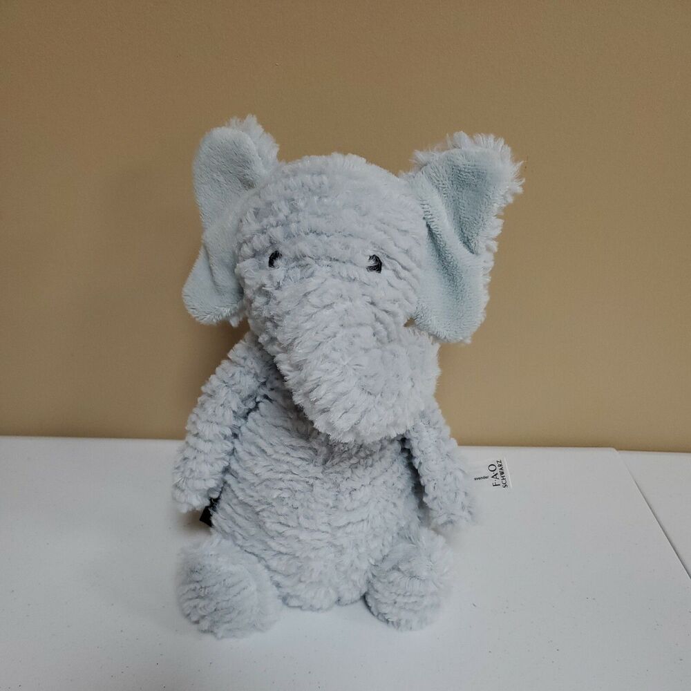 Elephant Blue FAO Schwarz Toasties 12" Stress Relief Toy Plush Stuffed Animal